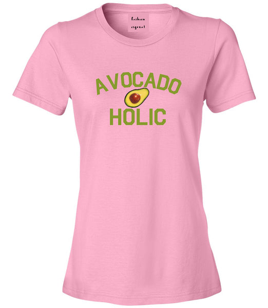 Avocado Holic Foodie Food Womens Graphic T-Shirt Pink