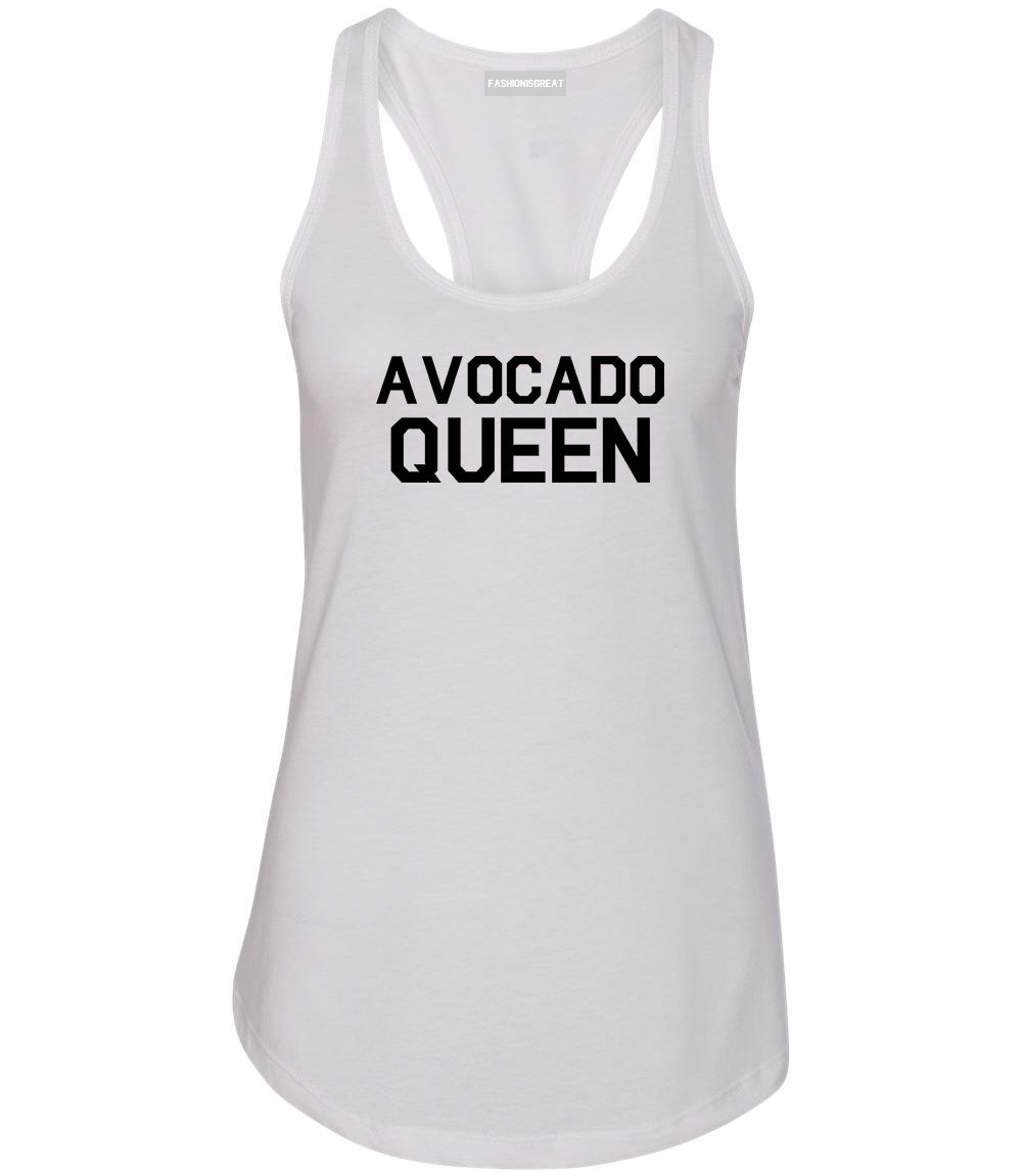 Avocado Queen Vegan White Racerback Tank Top