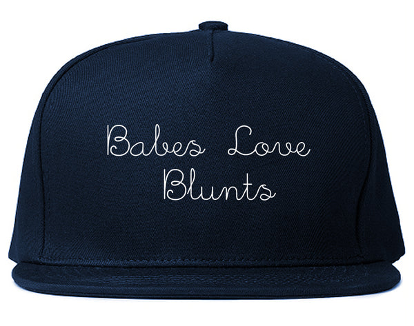 Babes Love Blunts Snapback Hat Blue