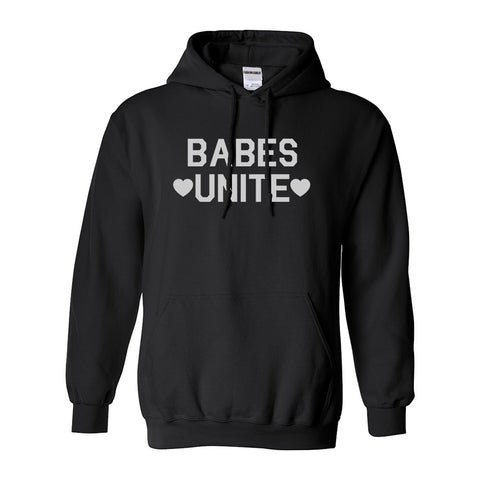 Babes Unite Hearts Black Pullover Hoodie
