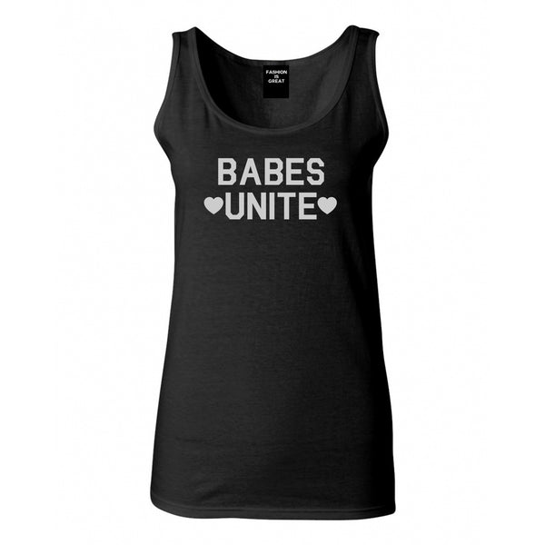 Babes Unite Hearts Black Tank Top