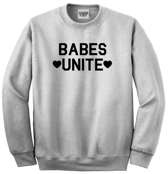 Babes Unite Hearts Grey Crewneck Sweatshirt