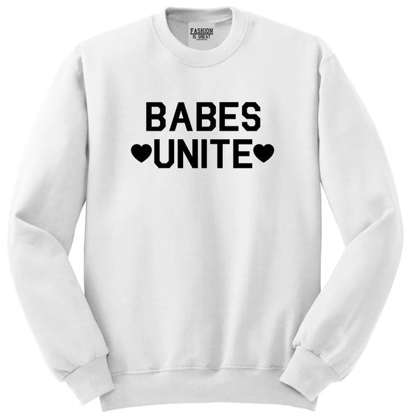 Babes Unite Hearts White Crewneck Sweatshirt