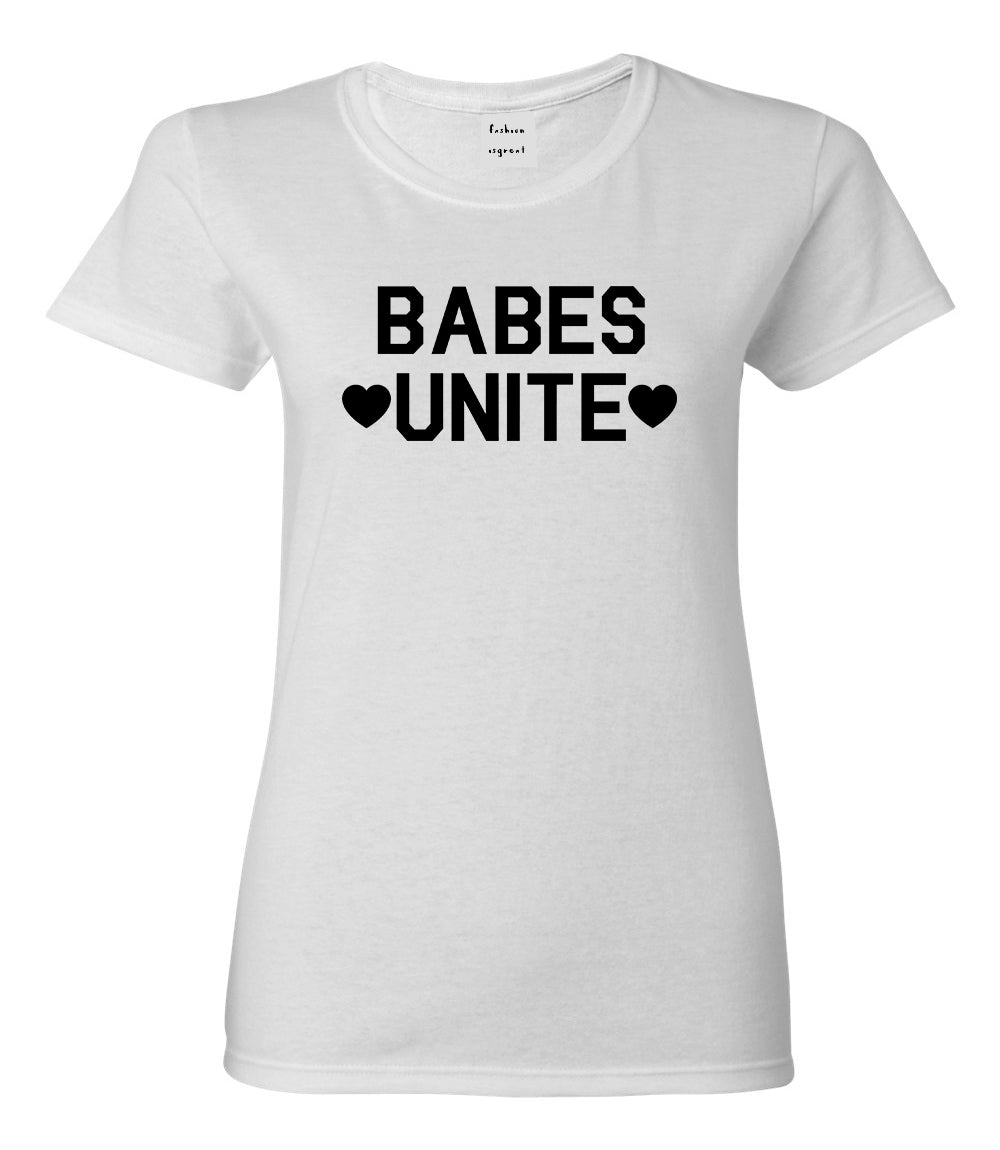 Babes Unite Hearts White T-Shirt