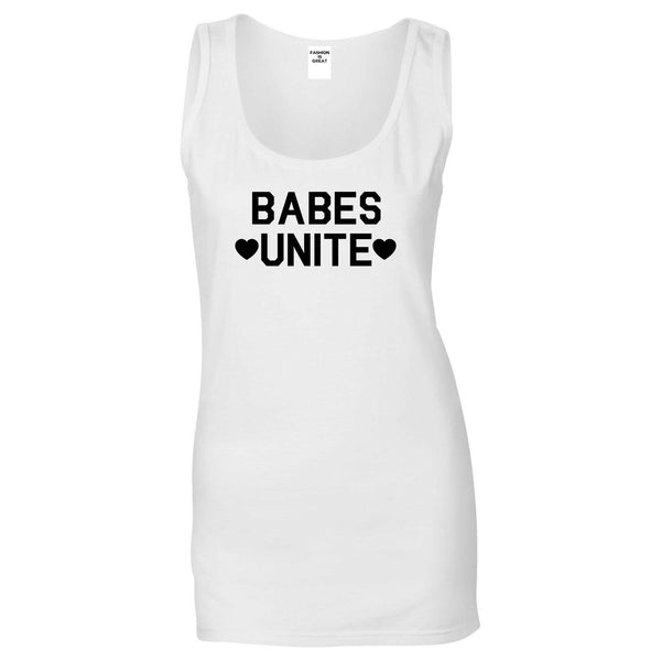 Babes Unite Hearts White Tank Top