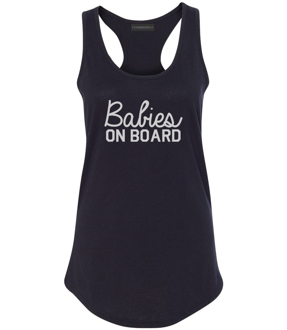 Babies On Board Twins Pregnancy Announcement Womens Racerback Tank Top Black