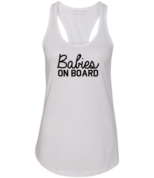 Babies On Board Twins Pregnancy Announcement Womens Racerback Tank Top White