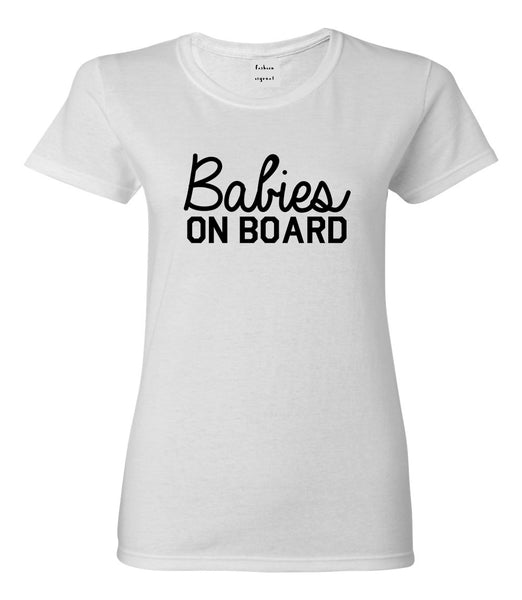 Babies On Board Twins Pregnancy Announcement Womens Graphic T-Shirt White
