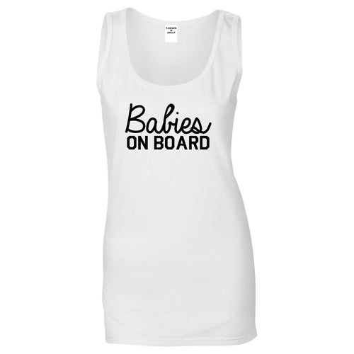 Babies On Board Twins Pregnancy Announcement Womens Tank Top Shirt White