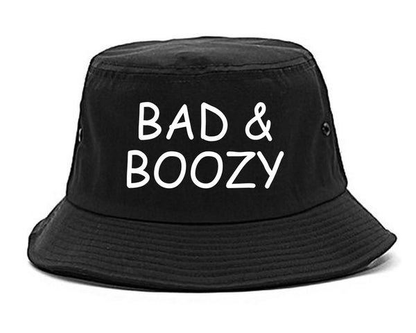 Bad And Boozy Wine Funny Black Bucket Hat
