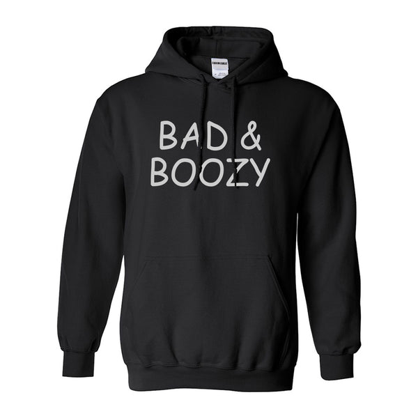 Bad And Boozy Wine Funny Black Pullover Hoodie