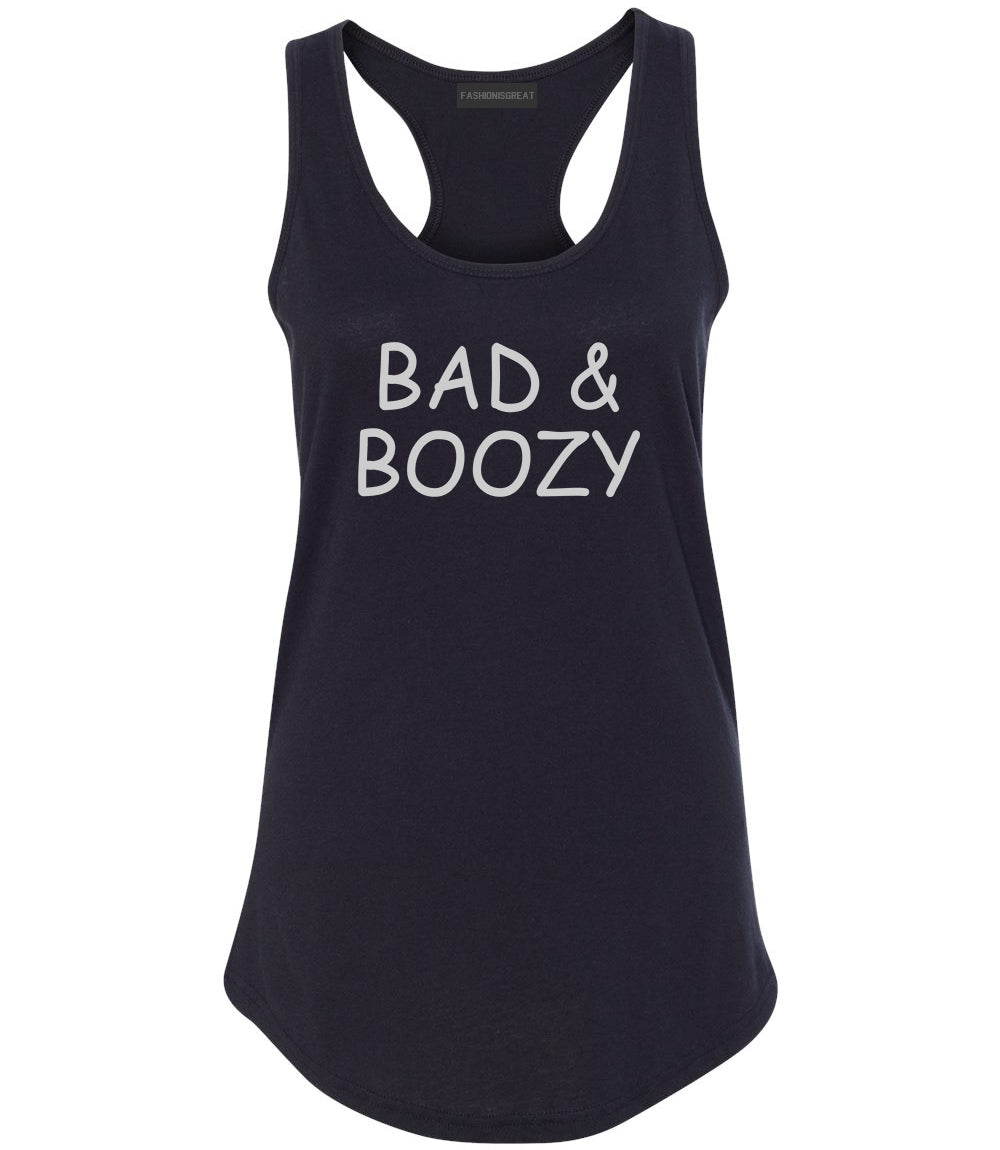 Bad And Boozy Wine Funny Black Racerback Tank Top