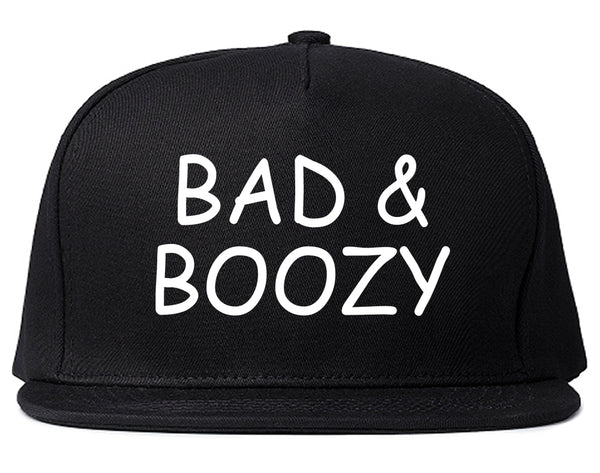 Bad And Boozy Wine Funny Black Snapback Hat