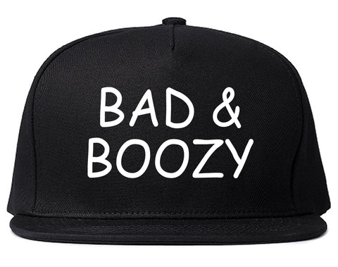 Bad And Boozy Wine Funny Black Snapback Hat