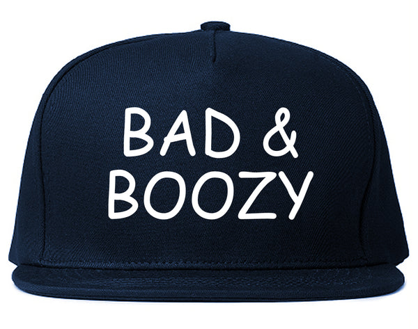 Bad And Boozy Wine Funny Blue Snapback Hat