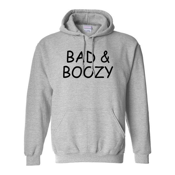 Bad And Boozy Wine Funny Grey Pullover Hoodie