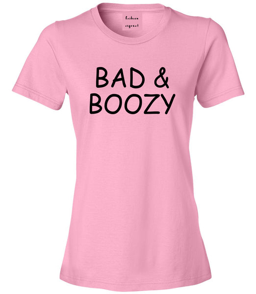 Bad And Boozy Wine Funny Pink T-Shirt