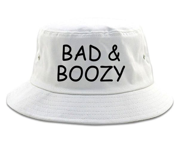Bad And Boozy Wine Funny White Bucket Hat