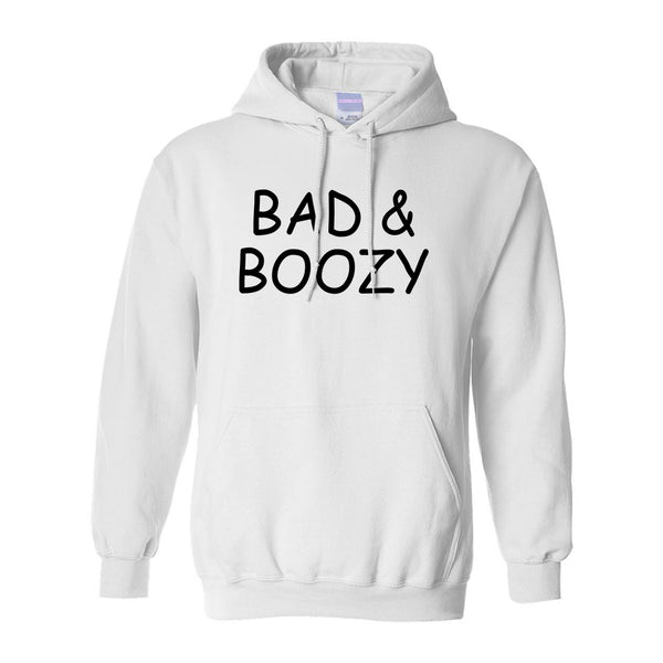 Bad And Boozy Wine Funny White Pullover Hoodie