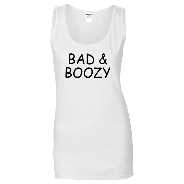 Bad And Boozy Wine Funny White Tank Top