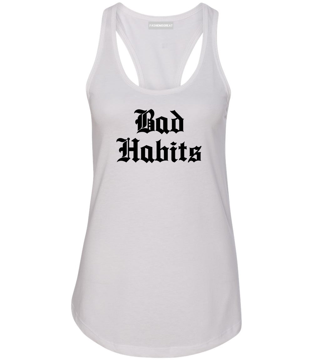 Bad Habits Goth White Womens Racerback Tank Top