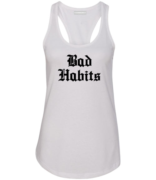 Bad Habits Goth White Womens Racerback Tank Top