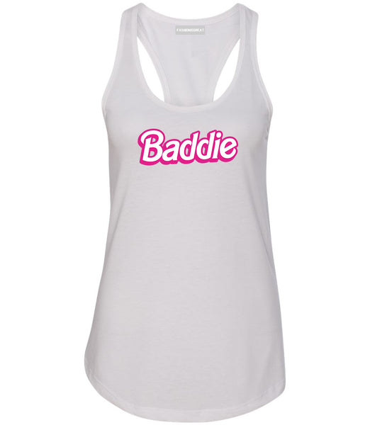 Baddie Bad Girl Womens Racerback Tank Top White