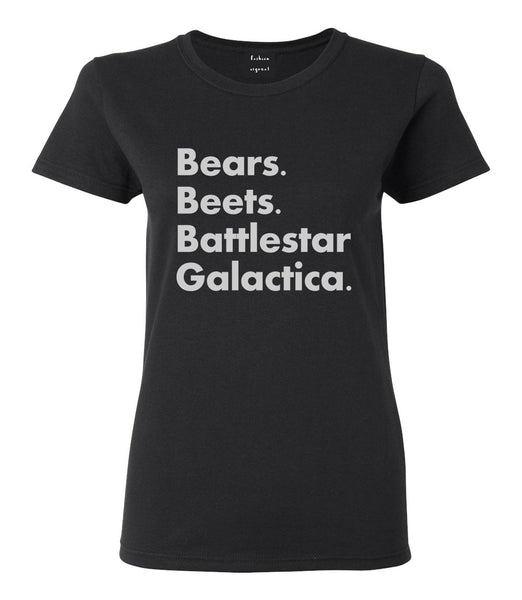 Bears Beets Battlestar Galactica Black T-Shirt
