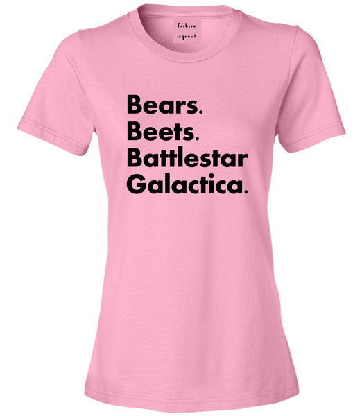 Bears Beets Battlestar Galactica Pink T-Shirt
