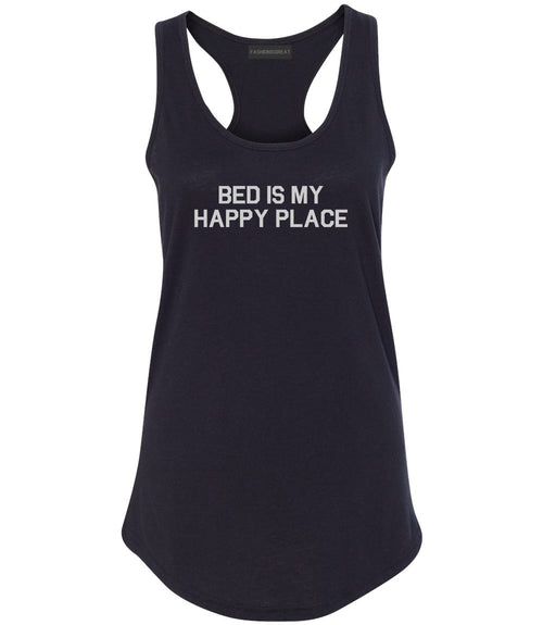 Bed Is My Happy Place Black Racerback Tank Top