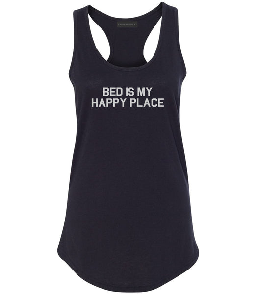 Bed Is My Happy Place Black Racerback Tank Top