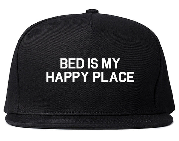 Bed Is My Happy Place Black Snapback Hat