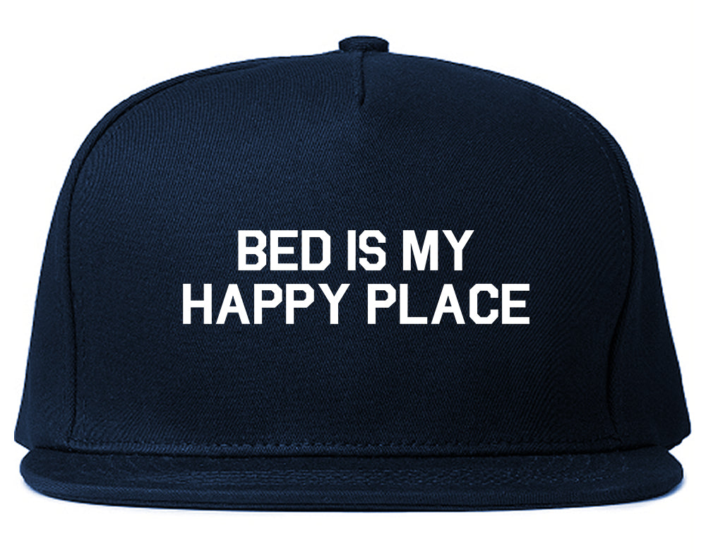Bed Is My Happy Place Blue Snapback Hat