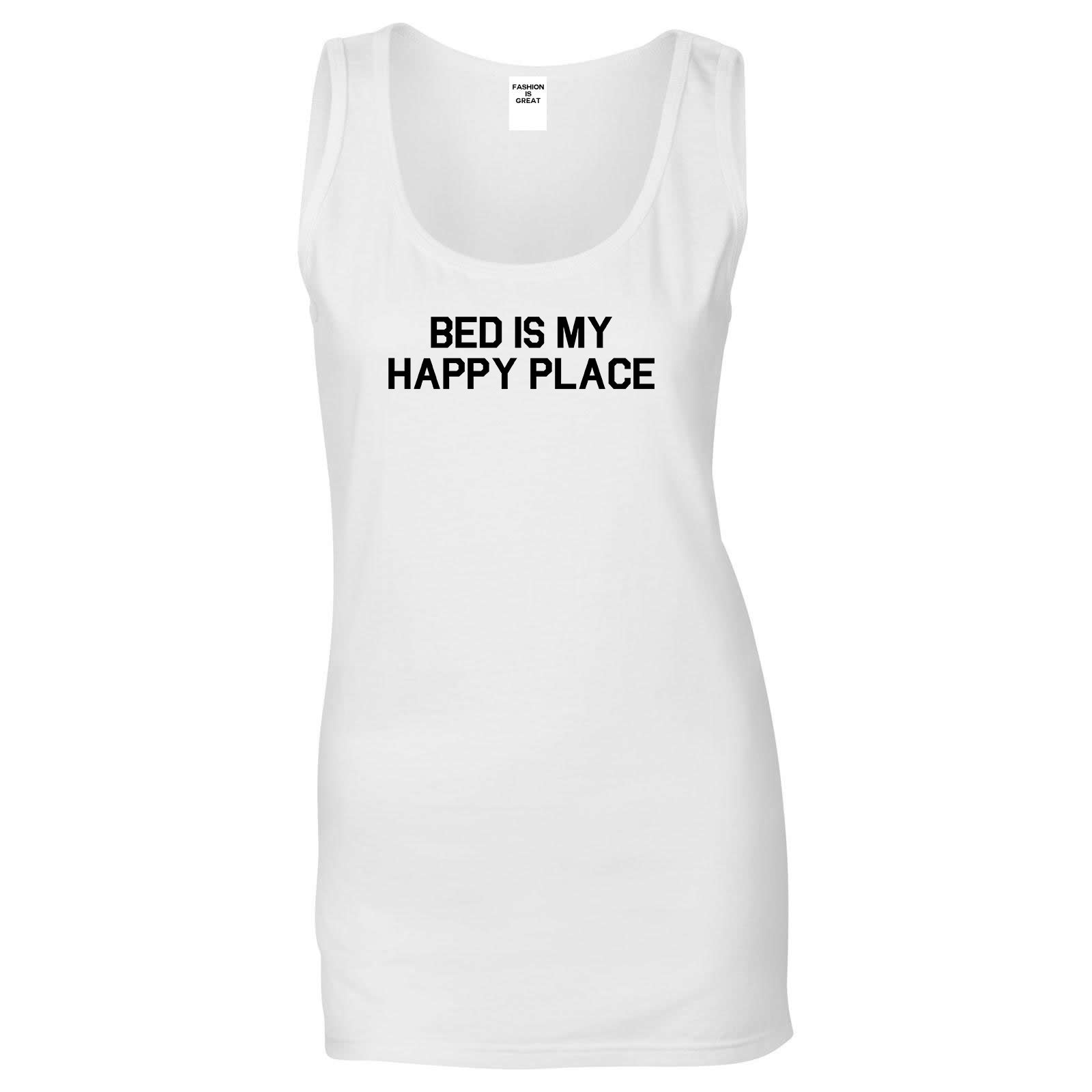 Bed Is My Happy Place White Tank Top