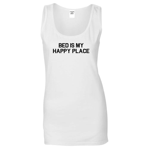 Bed Is My Happy Place White Tank Top