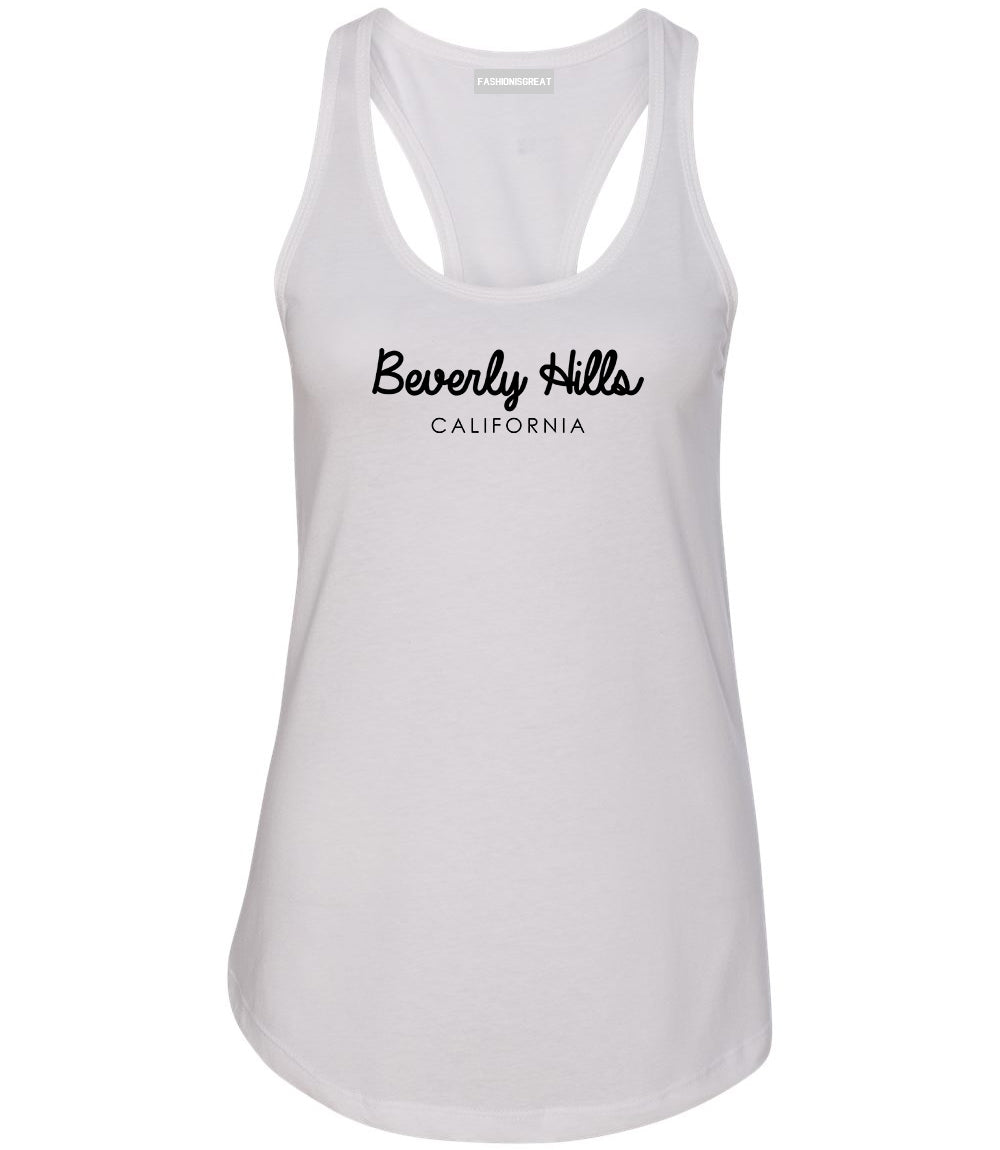Beverly Hills California Womens Racerback Tank Top White