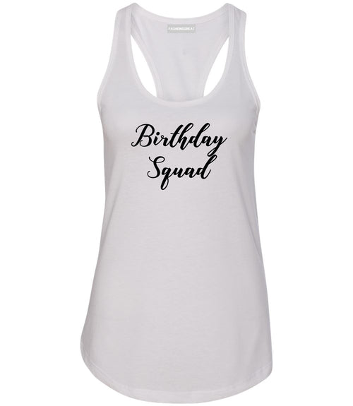 Birthday Squad Party White Womens Racerback Tank Top