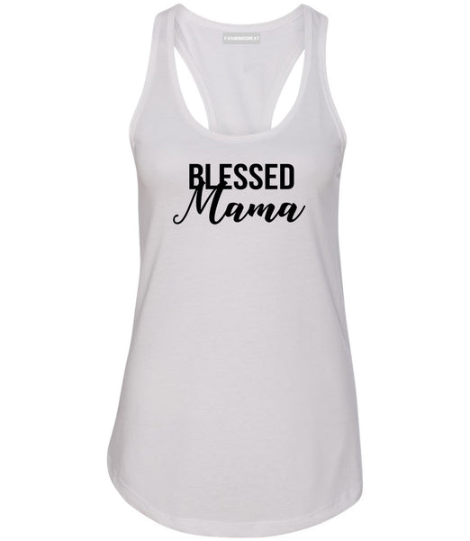 Blessed Mama White Racerback Tank Top