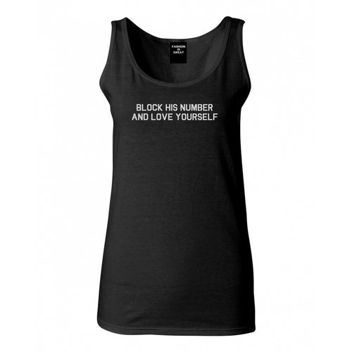 Block Love Yourself Funny Black Womens Tank Top