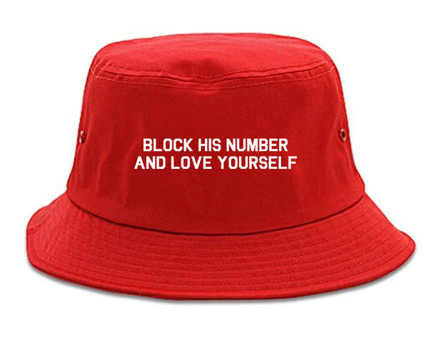 Block Love Yourself Funny red Bucket Hat