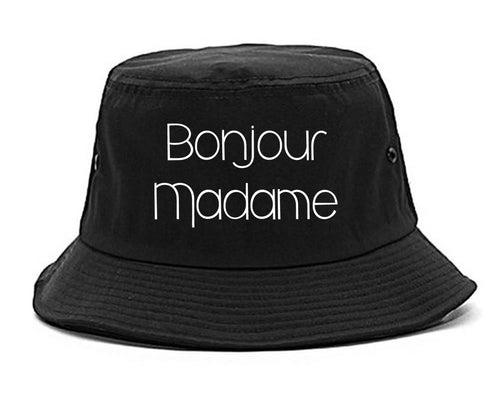 Bonjour Madame French Bucket Hat Black
