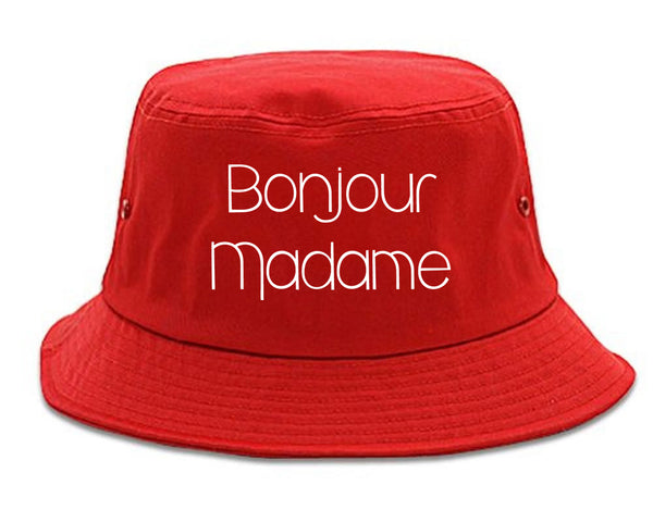 Bonjour Madame French Bucket Hat Red