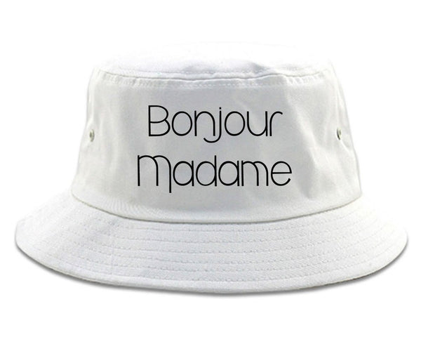 Bonjour Madame French Bucket Hat White