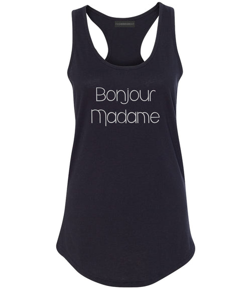 Bonjour Madame French Womens Racerback Tank Top Black