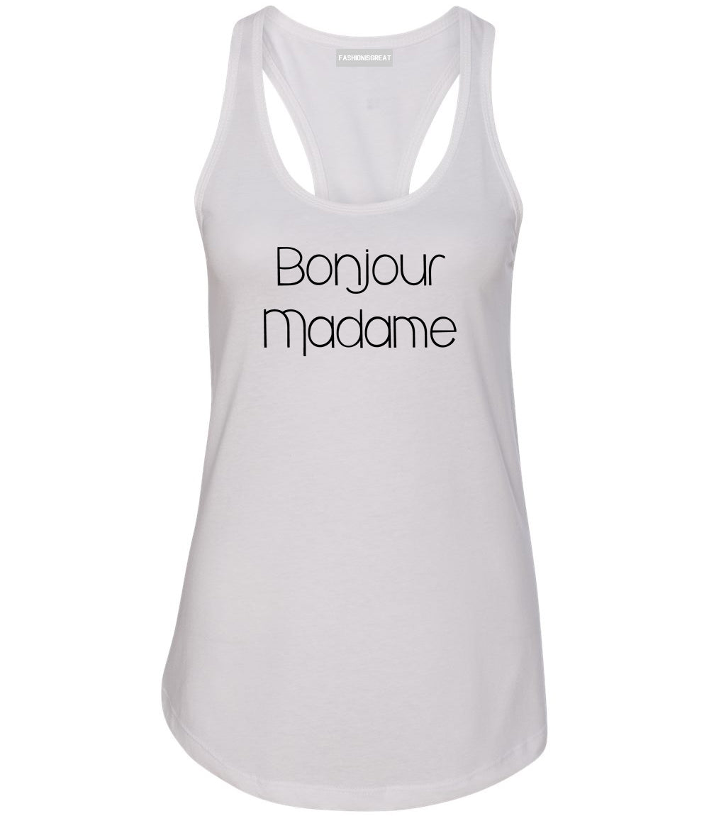 Bonjour Madame French Womens Racerback Tank Top White