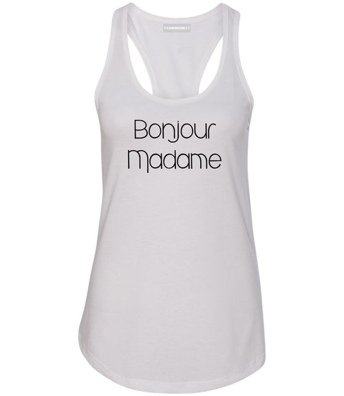 Bonjour Madame French Womens Racerback Tank Top White