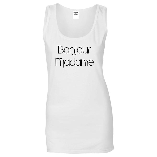Bonjour Madame French Womens Tank Top Shirt White