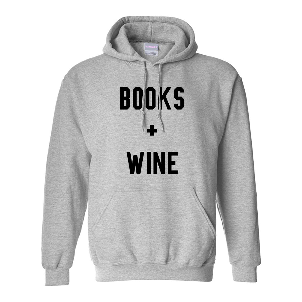 Books And Wine Grey Pullover Hoodie