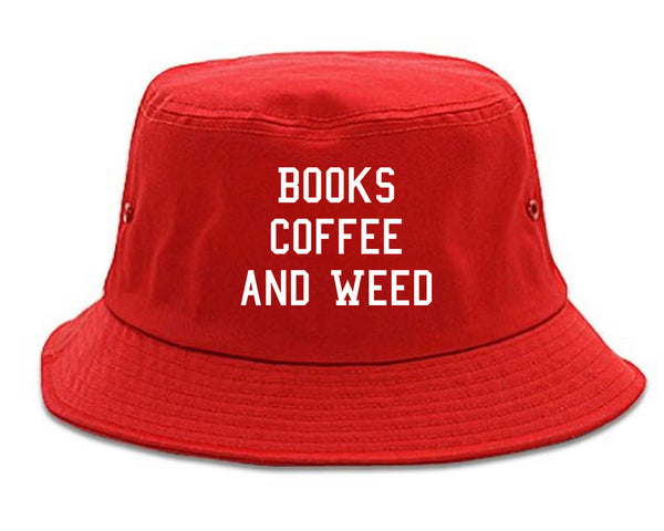 Books Coffee And Weed Bucket Hat Red