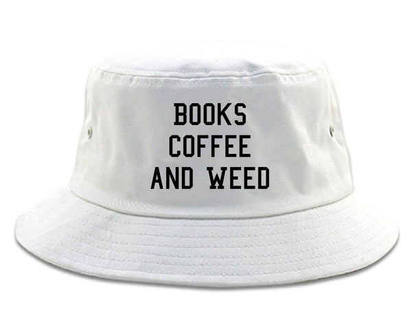 Books Coffee And Weed Bucket Hat White